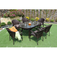 Rattan De Resina 6 Pieces Set De Jantar Para Jardim Ao Ar Livre